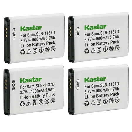 Kastar Battery 4-Pack Replacement for Samsung SLB-1137D Battery Samsung i80 i85 i100 NV11 NV24HD NV30 NV40 NV100HD NV103 NV106 HD Digimax L74 Wide TL34HD Cameras