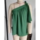 thumbnail image 2 of Blusa de verano verde con lazo, escote plisado, un solo hombro, sin mangas, perfecta para el estilo diario, talla M, 2 of 4