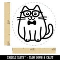 thumbnail image 2 of Cat Smart with Glasses and Bowtie Self-Inking Rubber Stamp Ink Stamper - Brown Ink - Mini 1/2 Inch, 2 of 7