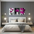 thumbnail image 4 of ZHONGYUTONG Elegant Rose Canvas Wall Art 3 Pieces Purple Rose Flower Painting Prints Black and White Romantic Rustic Floral Picture Couples Bedroom Decor Framed (16.00" x 24.00" x 3PCS), 4 of 6