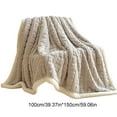 thumbnail image 2 of Dual-Layer Cable Knit Fleece Throw Blanket - Warm Soft Flannel & Sherpa Blanket for Couch Bed, Cozy All-Season Sofa Decor (100x150cm), 2 of 6