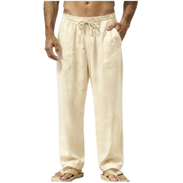 Pantalones de Cintura Elástica para Hombre Bolsillos de Cordón Sueltos Pantalones Casuales de Tejido Grueso Sobredimensionados para Ropa de Trabajo de Ejercicio Al Aire Libre