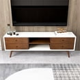 thumbnail image 4 of Francesca White Tv Stand With Solid Wood Frame TV Stand with 6 Storage Cabinet, 4 of 6
