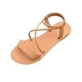 thumbnail image 2 of Sandals Women Women's Fashionable And Versatile Plus-Size Wrap Strap Roman Sandals Spring/Summer Style Trendy And Comfortable Sandals Khaki 42, 2 of 9