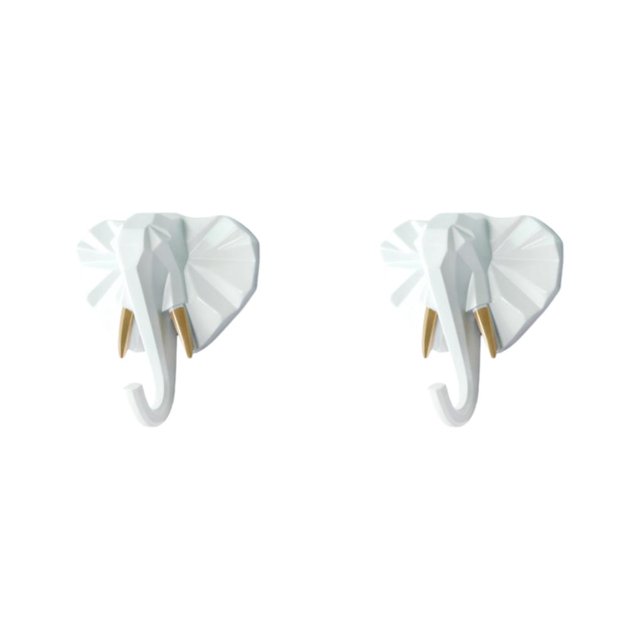 Maytalsory Animal Head Key Hook Sturdy And Durable Construction Adding Touch Of Whimsy White gold (elephant 2Set