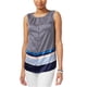 thumbnail image 1 of Tommy Hilfiger Blusa estampada con botones para mujer, azul, extragrande Tommy Hilfiger  Abotonar, 1 of 2