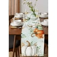 thumbnail image 2 of Table Runners 90 Inches Long Dress Scarves, Autumn Leaves Farmhouse Coffee/Dining/Kitchen Table Runner for Living Room, Thanksgiving Sage Green White Pumpkin 13x90 Inch, 2 of 7