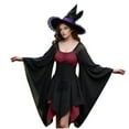 thumbnail image 4 of Enjoytime Halloween Costumes Waistband Batwing Long Sleeve Black Mini Dress with Bandage Vintage Medieval Dress for Women Goth Plus Size Dresses Wine XXXXL, 4 of 8