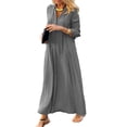 thumbnail image 1 of Vestido Camisero Manga Larga Mujer Holgado, Fluido, Elegante, Liso, Sexy Y2k Casual para Otoño/Maternidad/Talla Grande, 1 of 4