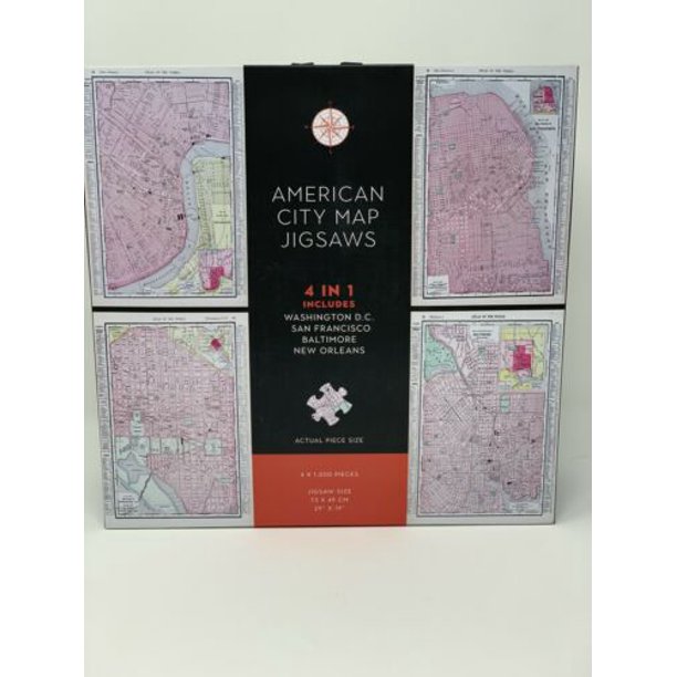 Professor Puzzle American City Map 1000 Pc Jigsaw Puzzles 4 In 1 Includes D C San Fran Baltimore New Orleans Walmart Com