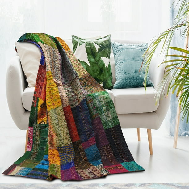 Lr Home Kantha Multi Color Patchwork Traditional 50 X 70 Throw