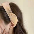 thumbnail image 5 of Elegante diadema de moño de tela para mujer - Accesorio para el cabello de moda rosa y beige de 17 cm - Tocado cómodo de traje de fiesta con banda de 15 cm - Decoración de cabello de accesorio, 5 of 5