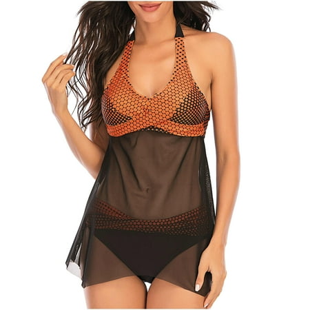 

Finelylove Womens Swimsuits Padded Sport Bra Style Bikini Orange XXL