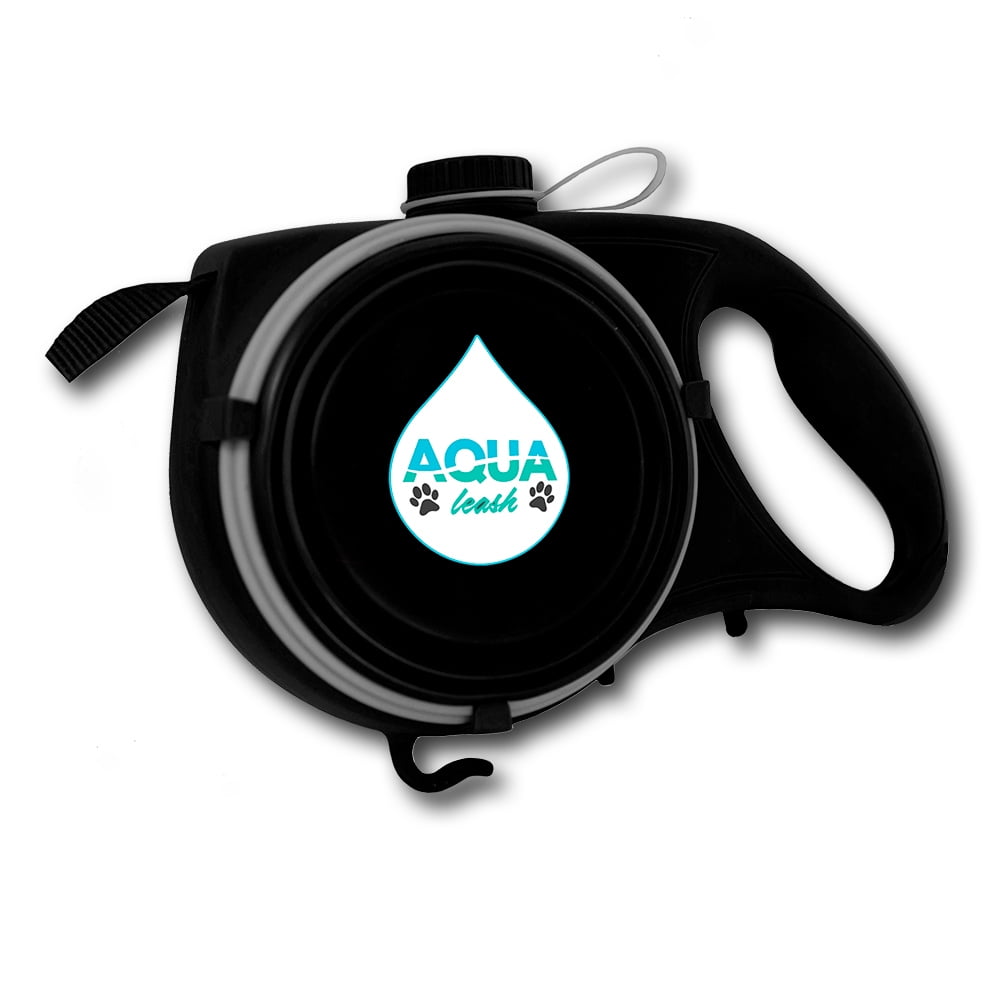 Aqua Leash Large, Black, Dog Leash with Builtin Water Bottle