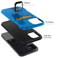 thumbnail image 3 of For Apple iPhone 14 Pro (6.1") Wallet Designed Credit Card Holder & Magnetic Stand Kickstand Ring Heavy Duty Hybrid Cover ,Xpm Phone Case [ Blue ], 3 of 6