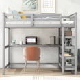 thumbnail image 3 of Tcbosik Full Size Loft Bed With Storage Shelves And Under-Bed Desk, Gray, 3 of 9