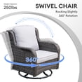 thumbnail image 5 of Vcatnet 5 Pieces Outdoor Patio Furniture All Weather Wicker Conversation Set with Swivel Rocking Chairs for Garden,Poolside,Gray, 5 of 9