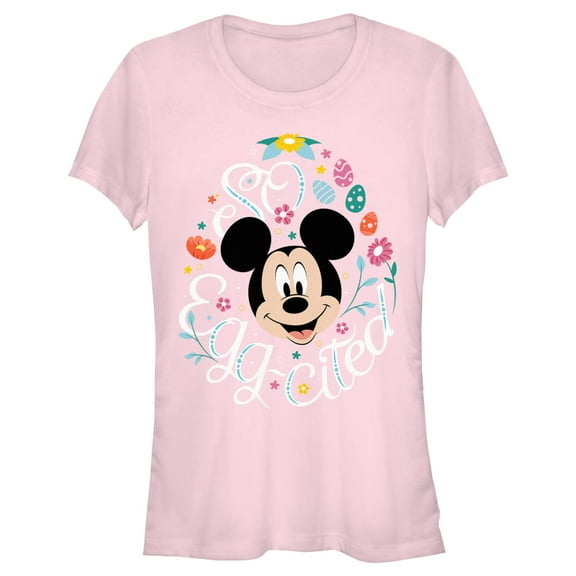 Junior's Mickey & Friends Easter So Egg-Cited Graphic Tee Light Pink Small
