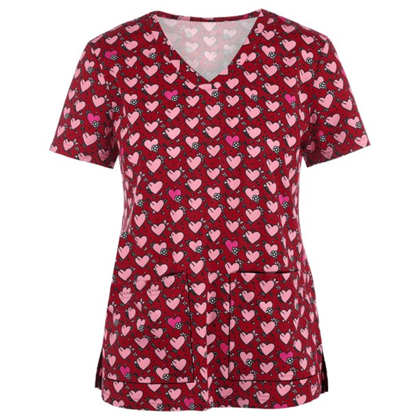 Pntutb mujeres moda manga corta cuello tops uniforme de trabajo blusa camisa Pntutb Pntutb-540