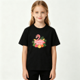 thumbnail image 2 of Pink Flamingo Girls Graphic Tee Tropical Summer Mood Beach Style 100% Cotton Kids Short Sleeve T-Shirt 4-13Y, 2 of 5