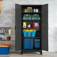 thumbnail image 5 of 75.2”H Metal Kitchen Pantry Storage Cabinet, Storage Cabinets with Adjustable Feet and Shelves,Food Pantries Cupboard for Kitchen, Living Room, Laundry Room and Dinning Room（Black）, 5 of 17