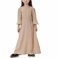 thumbnail image 6 of Zwiiyzr (8-17 Years) Kids Girls Muslim Dresses Long Sleeve Round Neck Color Block Dress Khaki, 6 of 7