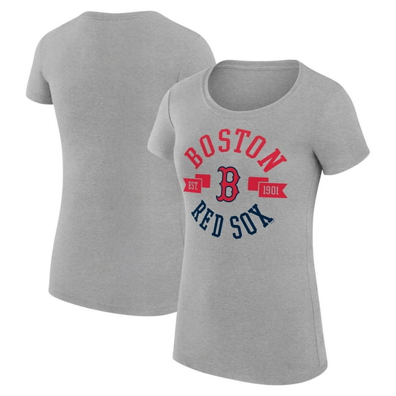 Women's G-III 4Her by Carl Banks Heather Gray Boston Red Sox Super-Slim Fit Lightweight City Graphic T-Shirt