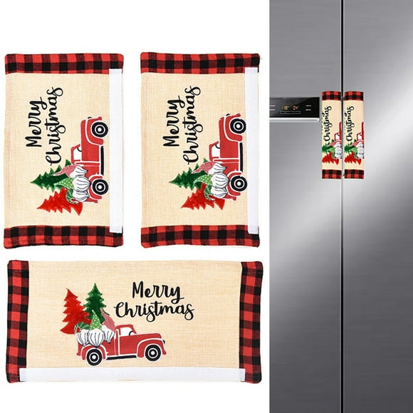 3PCS Christmas Appliance Handle Cover Car Fridge Door Cover for Oven Microwave