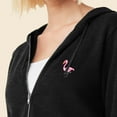 thumbnail image 5 of Dalix Flamingo Embroidered Fleece Zip Washed Hoodie Cold Fall Winter Women in Black XS X-Small, 5 of 5