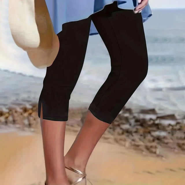 Leggings pour Femmes Grande Taille Taille Haute Pantalons de Yoga Raccourcis Été 2025