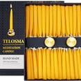 thumbnail image 1 of Velas de meditación TELOSMA, 100 unidades, cera de abeja pura con soportes, 1 of 9