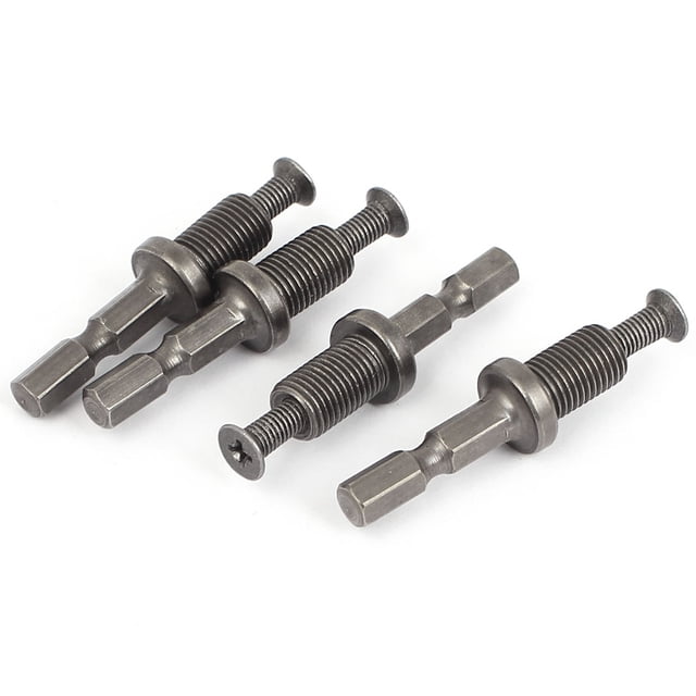 Adaptador de mandril de taladro de 4 piezas de 1/4" vástago hexagonal a rosca 3/8"-24UNF con tornillo inverso