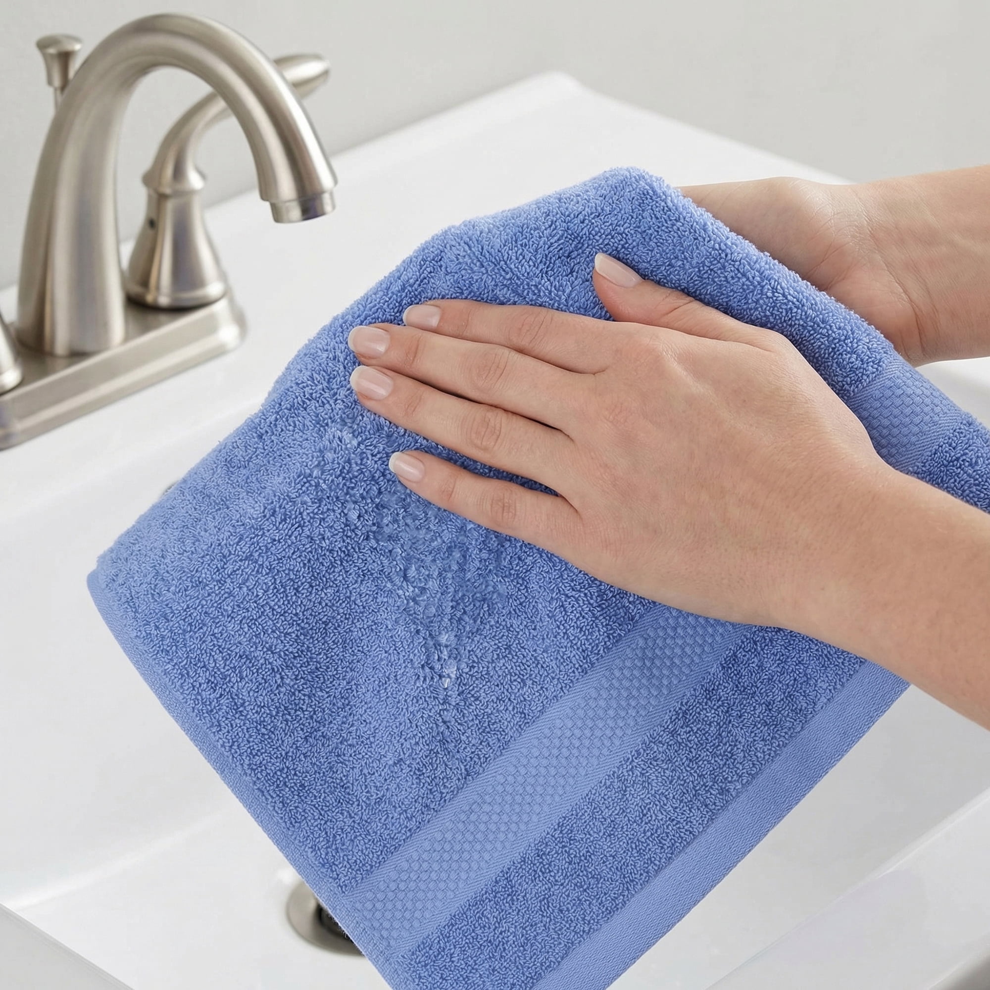Unique Bargains Solid Cotton 13" x 13" Soft Absorbent Reusable Washcloths Blue 6pk