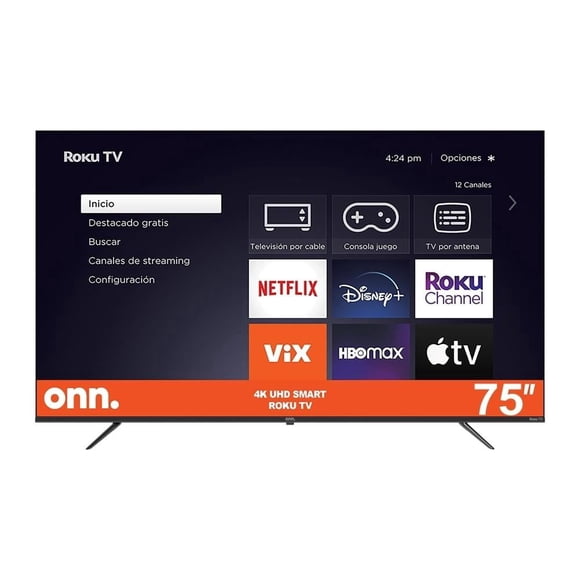 TV onn 75 Pulgadas 4K Ultra HD Smart TV DLED ONR75J1U-MX