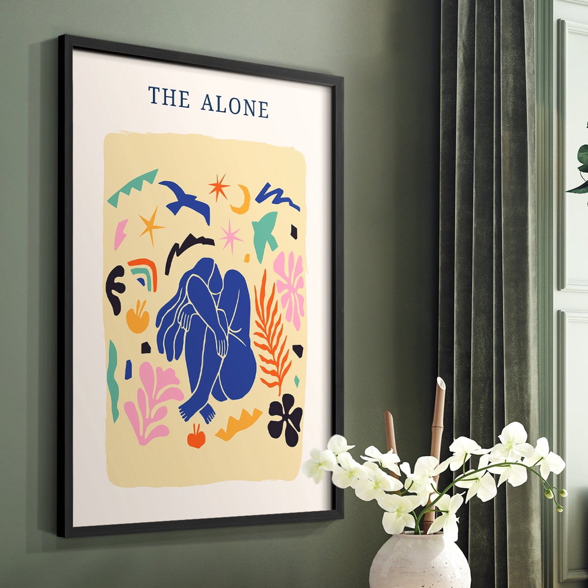 Matisse CDXLIII in Black Solid Wood Framed Print No Nail Hanging