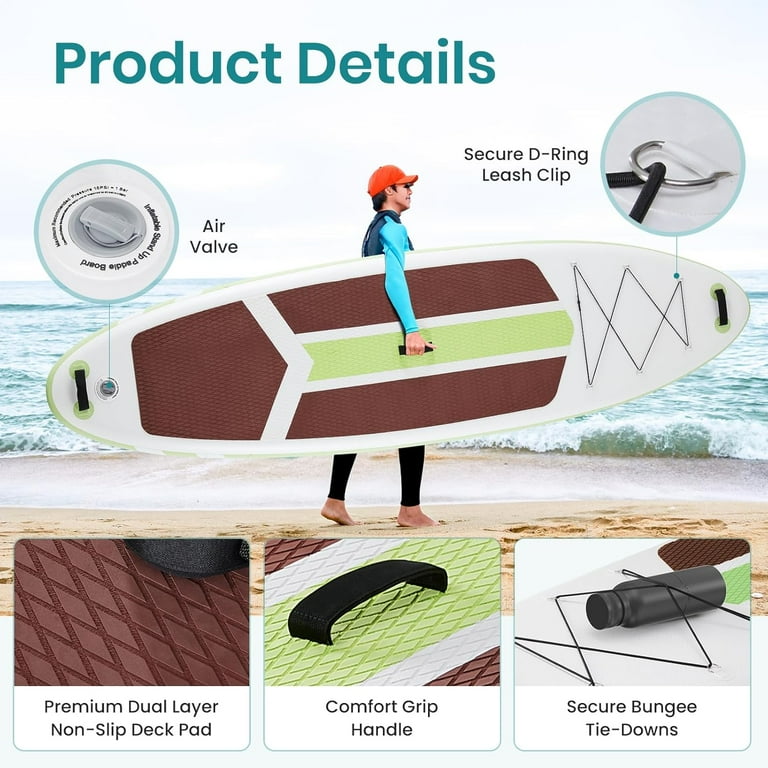 CONCETTA Inflatable Stand Up Paddle Board, 2-in-1 Paddle, Stable