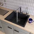 thumbnail image 1 of Pemberly Row Black 24" Drop-In Single Bowl Granite Composite Kitchen Sink, 1 of 9