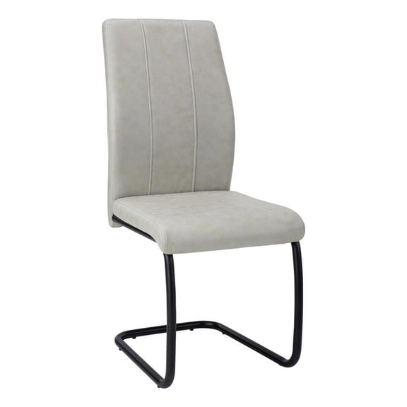 DINING CHAIR - 2PCS / 39"H / GREY FABRIC / BLACK METAL