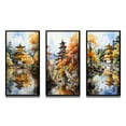thumbnail image 2 of Designart "Golden Pavilion Japon wall decor II" Japanese Framed Wall Art Set Of 3 - Yellow Japan Art Frame Gallery Wall Set For Home Decor, 2 of 7