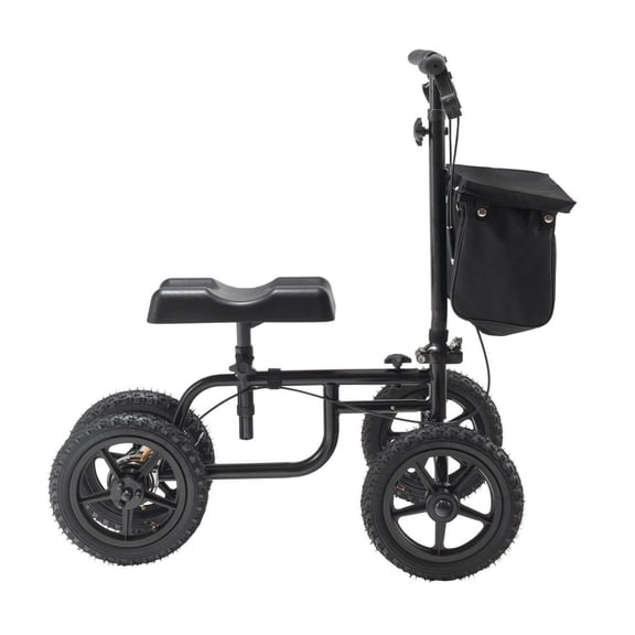 Knee Scooter, Steerable Knee Walker - Carbon Steel, 350lbs Capacity, Adjustable Handlebar & Knee Pad, 12" All-Terrain Wheel, Dual Brakes, for Foot/Ankle/Leg Recovery