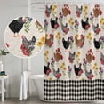 thumbnail image 5 of Farmhouse Rooster Shower Curtain, Waterproof Shower Curtains for Bathroom, Vintage Watercolor Flowers Black Plaid Washable Fabric Bathtub Curtain Set Bath Decor with 12 Hooks Long 72"x84", 5 of 8