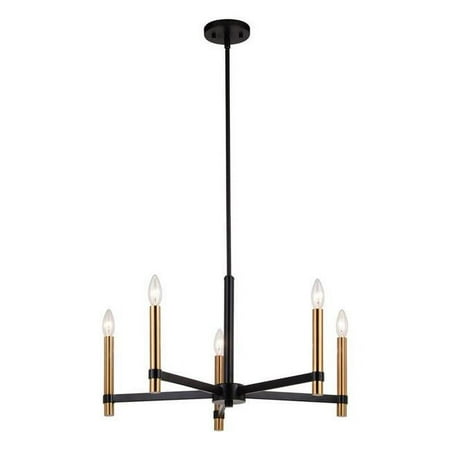 

25 in. Damen 5 Light Chandelier Matte Black & Natural Brass