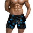 thumbnail image 1 of Shorts Homme Simple Carré Imprimé Shorts Été Décontracté Pantalon Court Athlétique Homme Bleu TTG, 1 of 3