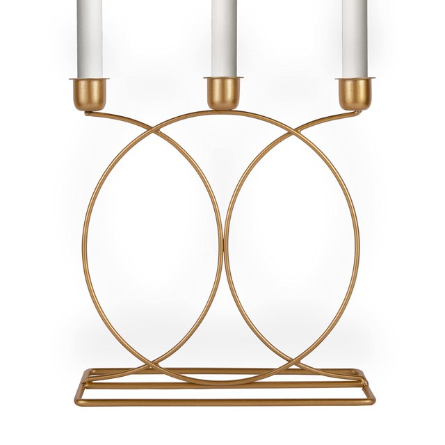 Candelabro cónico dorado, candelabros dorados de primera calidad de 3 brazos con diseño elegante (candelabro pequeño dorado de 3 brazos)