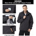 thumbnail image 4 of Xidunhg Men's Winter Skiing Jackets Water Resistant Warm Fleece Coats Parka Raincoats Snowboard Jacket with Hood Multi-Pocket Carbon Gray XL, 4 of 14