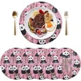 thumbnail image 3 of Round Braided Placemats Set of 4,Cute Panda Washable Dining Table Durable PVC 15 Inch Non-Slip Heat Resistant Place Mats for Table Decor Home Decor, 3 of 7