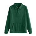 thumbnail image 5 of Stralyhd Women's Casual Polo Neck Sweatshirt Long Sleeve Button Pullover Tops Fall Fashion Outfits Clothes with Pockets Dark Green M, 5 of 5