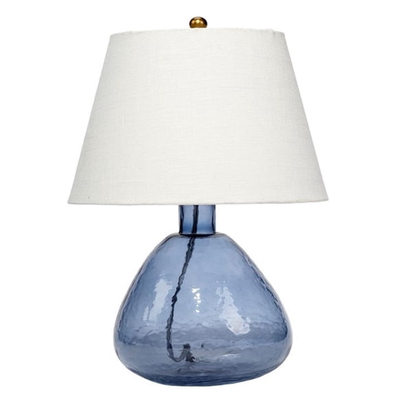 Maklaine Farmhouse Demi Blown Glass Rolled Edge Table Lamp in Blue