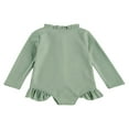 thumbnail image 2 of Baby Girls Long Sleeve Swimsuit Ruffle Zipper Rash Guard Swimwears, 2 of 6