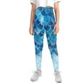 thumbnail image 2 of COEQINE Mermaid Scales Blue Gold Girls' Yoga Legging High Waist Sport Pants Buttery Soft Stretch Running Leggings, for 4-5 Years Kids Girls, 2 of 7